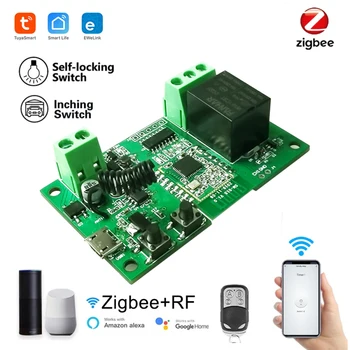 1/2-канальный релейный модуль ZigBee Пульт дистанционного управления выключателем света Работает с Alexa Google Home Tuya Smart Hub Gateway Bridge