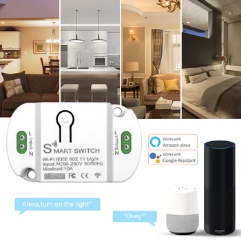 1 ~ 5ШТ Tuya Smart Home 10A Wifi Switch Модуль домашней автоматизации Smart Switch Smart Life Control Работает с Alexa Home IFTTT Изображение 2