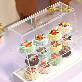 1 комплект Яркой мини-модели торта, имитирующей длительный срок службы, неувядающей сцены выпечки, имитирующей украшение торта