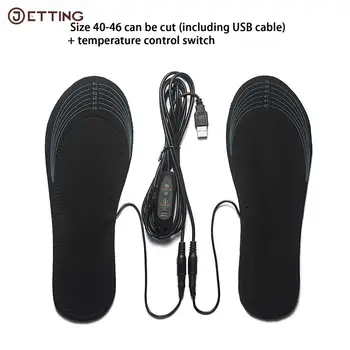 1 пара водонепроницаемых стелек с подогревом из углеродного волокна USB, размер 35-46, обувь с электрическим подогревом, Лыжные зимние гетры для ног