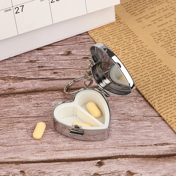 1 шт. Маленькая коробочка для таблеток в форме сердца, Переносная металлическая коробочка для таблеток, Контейнер-Органайзер для лекарств, Футляр для лекарств, Коробка для конфет, Держатель для хранения