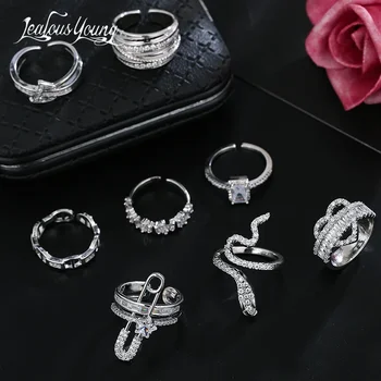 10 Различных модных открытых колец Zirocoia в стиле для женщин, булавка в виде змеи, Камень CZ, Свадебное Регулируемое кольцо, Подарок ювелирных изделий для вечеринки