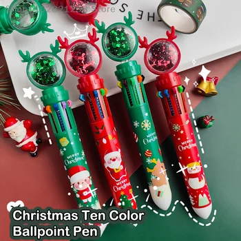 10 цветов, Гелевая ручка с Рождественским лосем, Милая Шариковая ручка Kawaii, Разноцветная Ручка для детей, Школьные Письменные принадлежности, Канцелярские принадлежности