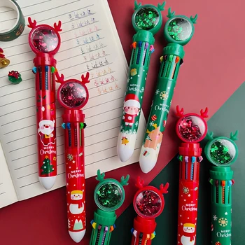 10 цветов, Гелевая ручка с Рождественским лосем, Милая Шариковая ручка Kawaii, Разноцветная Ручка для детей, Школьные Письменные принадлежности, Канцелярские принадлежности Изображение 2