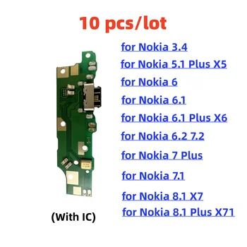 10 шт./лот, USB Зарядное Устройство Док-Разъем Зарядная Плата Штекерный Порт Гибкий Кабель Для Nokia 3.4 6 6.1 6.2 7.2 7.1, 1,1x7 5.1 6.1 7x5