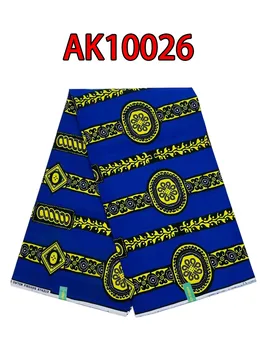 100% Хлопок Африканская Ткань pagne Ankara Африканский Настоящий Атласный Восковой Принт 6 Ярдов/шт Высококачественные Ткани Для Женского Шитья Ga AK1000