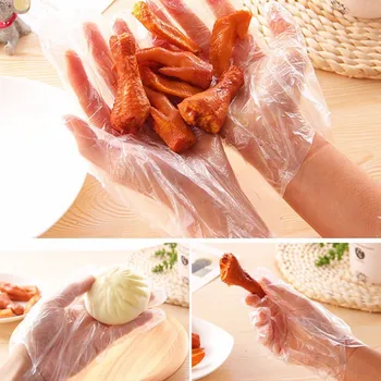 100шт экологически чистых одноразовых пластиковых перчаток для работы с сырой курицей в ресторане отеля Пластиковые многофункциональные перчатки пищевые