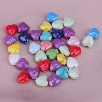10шт 10*7 Сердечко керамическое красочное разноцветное бисероплетение DIY ожерелье ручной работы браслет красочные свободные украшения из бисера accessori