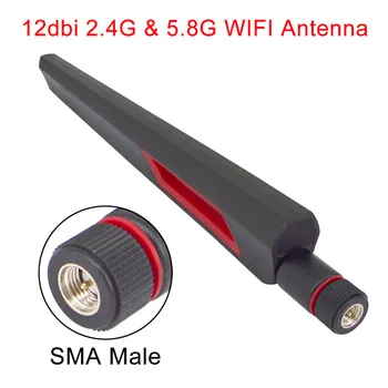 10ШТ Двухдиапазонная WIFI Антенна 12 дби 2.4G 5.8Gh RP SMA male / SMA Male Антенны Усилитель антенны маршрутизатора WLAN
