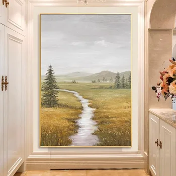 1176521 Пейзажная картина подвесная картина фон дивана украшение стен входное крыльцо картина маслом