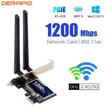1200 Мбит/с Беспроводной PCI-e Адаптер 802.11ac Bluetooth 4.0 WiFi Wlan Карта 2.4 G/5 ГГц Настольный Wifi PCI Express Адаптер Для Win 7 10 11