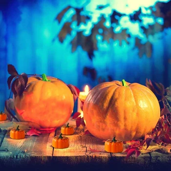 12шт Мерцающих тыквенных чайных гирлянд, Беспламенные тыквенные свечи, декор для Хэллоуина, Рождества, Дня Благодарения Изображение 2