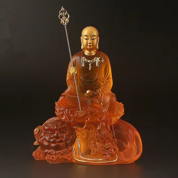 15 см Позолоченная Изысканная Статуя Будды Кшитигарбхи, Талисман Демона Из Смолы, Благоприятное Украшение Для Дома