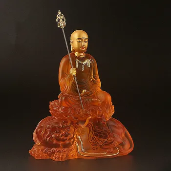 15 см Позолоченная Изысканная Статуя Будды Кшитигарбхи, Талисман Демона Из Смолы, Благоприятное Украшение Для Дома Изображение 2