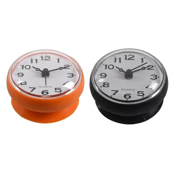 2 шт 7 см Водонепроницаемые часы для кухни, ванной, душа, присоска, настенная, оранжевый и черный