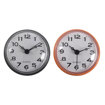 2 шт 7 см Водонепроницаемые часы для кухни, ванной, душа, присоска, настенная, оранжевый и черный Изображение 2