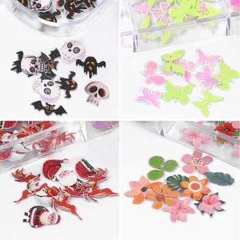 2020 новый дизайн ногтей, цвет бабочки из древесной массы, Маленькие цветы, Рождество, Хэллоуин, Набор украшений для ногтей, Наклейка для украшения ногтей