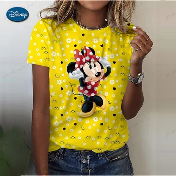 2023 Забавная детская футболка Disney с Микки Маусом, Модные Летние Милые футболки с 3D принтом, повседневная одежда для мальчиков и девочек, Мужские и женские топы