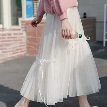 2023 Корейская модная длинная юбка в стиле Лолиты для женщин, летняя повседневная одежда для девочек, Японская милая одежда Harajuku Kawaii