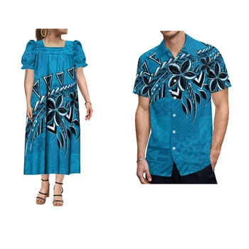 2023 Новое платье Полинезийское Темпераментное платье Свободная рубашка С художественным рисунком Темпераментное Длинное платье Фестивальный Набор для пары на заказ
