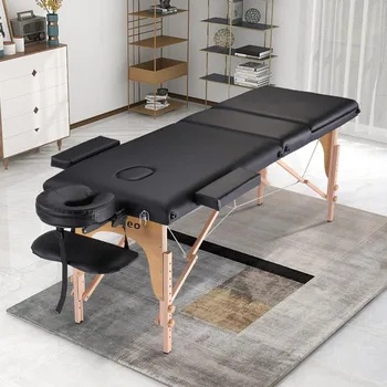 2023 Новый портативный массажный стол, 3 складные массажные кровати, профессиональная кровать для салона ресниц SPA Reiki, регулировка высоты деревянного каркаса