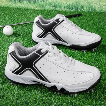 2023 Новый Тренировочный гольф для мужчин, Брендовые дизайнерские спортивные кроссовки для спортзала, мужские Профессиональные шипы, Мужская кожаная спортивная обувь для гольфа, мужские Изображение 2
