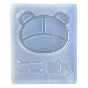 2024 Новая силиконовая форма для обеденных тарелок, форма для посуды в форме очаровательного медведя, легко моющаяся форма для литья для любителей кулинарии Изображение 2
