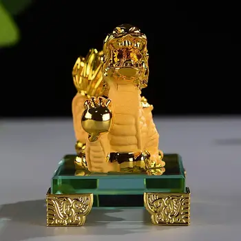 2024 Новый Год Китайский Зодиакальный Орнамент Дракона Золотая смола Статуя Китайского Дракона Китайская скульптура Орнамента Дракона Удачи украсит Изображение 2
