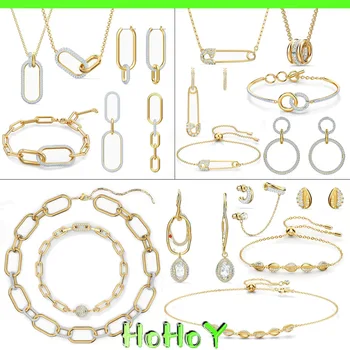 2024 Новый женский ювелирный набор Серьги, кольца, ожерелья, браслеты, цепочки с кристаллами, очаровательные рождественские и новогодние подарки