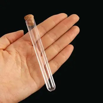 20шт Прозрачные лабораторные пробирки из прозрачного пластика 12x100 мм С пробками-колпачками Школьные лабораторные принадлежности, подарочный тюбик для свадебных подарков
