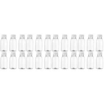 24 шт Бутылок Сока с Крышками Многоразовая Прозрачная Бутылка Пустые Бутылки Из-Под Молока Пластиковые Бутылки