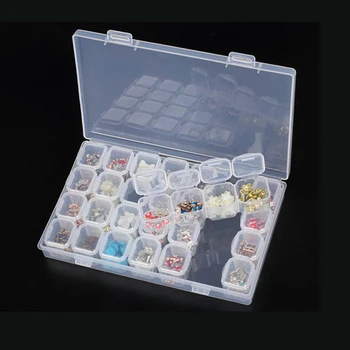 28 Сеток Пластиковый ящик для хранения ювелирных изделий, бус, Футляр для хранения Прозрачного отделения, Органайзер для лекарств, Регулируемый Органайзер Изображение 2