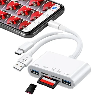 2X OTG USB-Адаптер для Многопамятной камеры Micro-SD TF Card Reader Kit Для Iphone Ipad Для Apple 13 Конвертер Изображение 2