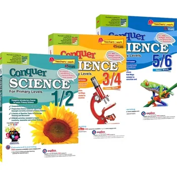 3 Книги / комплект SAP Conquers Science Базовая версия начальной школы 1-6 класс, Дополнительный учебник по преподаванию естественных наук в Сингапуре