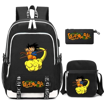 3 шт./компл. Аниме Dragon Ball Рюкзак, Детский Подростковый Мультяшный рюкзак, Школьная сумка, Водонепроницаемый Школьный рюкзак для мальчиков и девочек