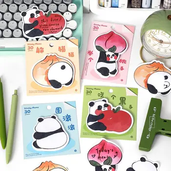 32 шт./лот Kawaii Fruit Panda Memo Pad Sticky Note Cute Канцелярская этикетка N Times Блокнот для школьных принадлежностей