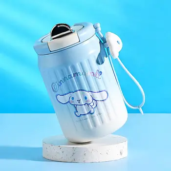 380 МЛ Термос Kuromi Sanrio Бутылка для воды Kawaii Аниме Милая Креативная Кофейная Чашка Кукла с керамическим Вкладышем Силиконовая Веревочная Изоляционная Кружка
