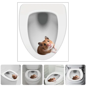 3D наклейка на крышку унитаза с мышью, съемные наклейки для ванной комнаты, самоклеящаяся наклейка на унитаз