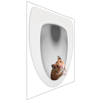 3D наклейка на крышку унитаза с мышью, съемные наклейки для ванной комнаты, самоклеящаяся наклейка на унитаз Изображение 2