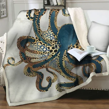 3D художественное одеяло с осьминогом для кровати, дивана, мягкое теплое стеганое одеяло, фланелевое плюшевое покрывало, портативное одеяло для пикника в путешествии