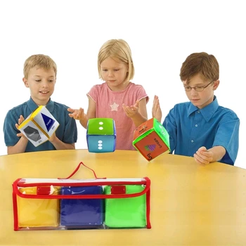 3шт Игральных Кубика размером 3,94 дюйма с 6-сторонним Прозрачным Карманом для Раннего обучения детей Изображение 2