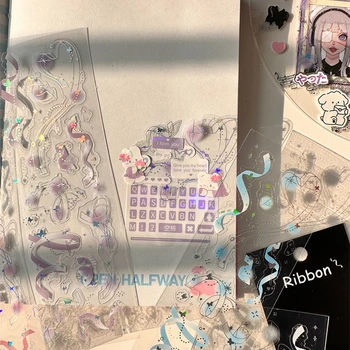 4 шт./лот Korean ins Горячая серебряная наклейка с красочной лентой, базовая открытка Kpop Idol, декоративные материалы для поделок, наклейка для альбома, канцелярские принадлежности