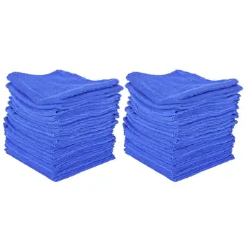 40шт впитывающего полотенца из микрофибры для мытья автомобиля, домашней кухни, чистой тряпки для мытья посуды синего цвета