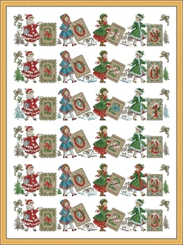 48-54 Счастливого Рождества, Наборы для вышивания крестиком для девочек, Рукоделие, Холст, Хлопок