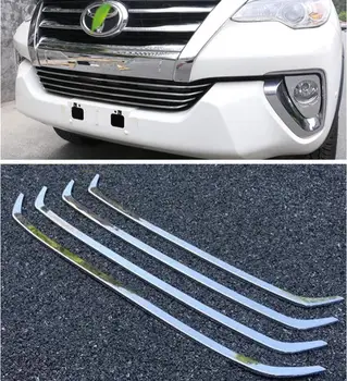 4ШТ ABS Хромированная сетка переднего бампера автомобиля, Решетка радиатора, Планки для Toyota Fortuner 2016 2017 2018 2019 2020
