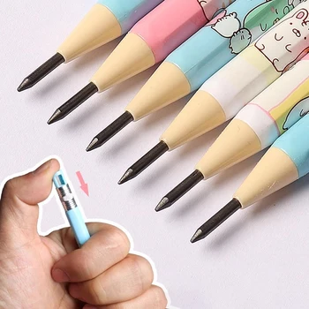 4шт Механический карандаш 2,0 мм для рисования HB Автоматический карандаш со сменными заправками с точилкой для детских канцелярских принадлежностей Изображение 2