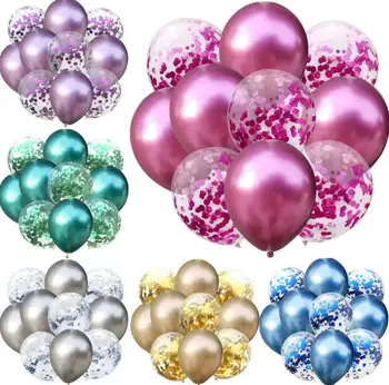 5 шт. латексных воздушных шаров + 5 шт. воздушных шаров с блестками /лот, 12-дюймовые разноцветные Воздушные шары, Украшение вечеринки, Декор для детей и взрослых на День рождения SN3617