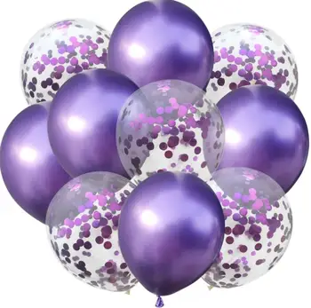 5 шт. латексных воздушных шаров + 5 шт. воздушных шаров с блестками /лот, 12-дюймовые разноцветные Воздушные шары, Украшение вечеринки, Декор для детей и взрослых на День рождения SN3617 Изображение 2