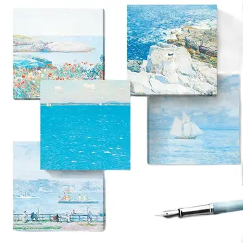 50 листов / набор Блокнотов серии Childe Hassam Art Painting Blue Ocean Sticky Notes для креативного оформления журнала своими руками