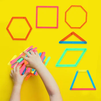 50 шт. соединительных полосок, игрушек для раннего обучения, детских игрушек, пластиковых учебных пособий по математике в виде треугольника
